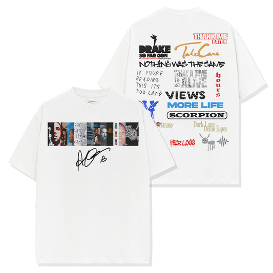 DRAKE ALBUMS BACKPRINT TEE